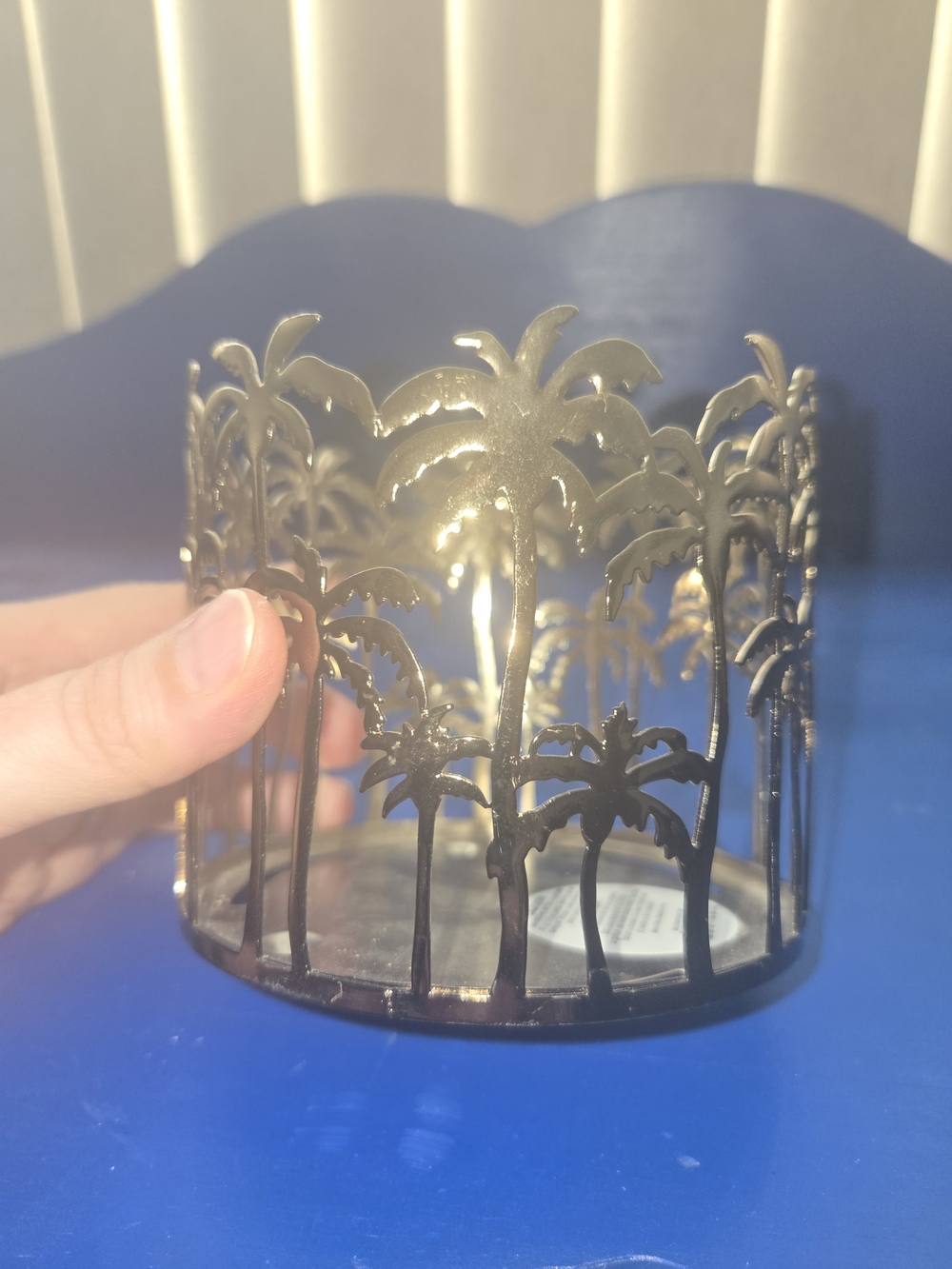 Metal Palm Tree Hurricane Candle Holder - Gold